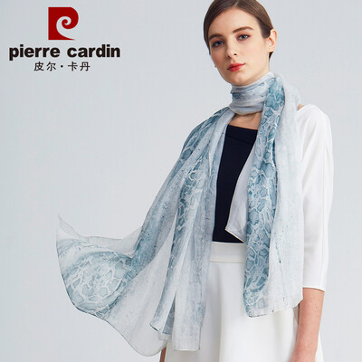 

Pierre Cardin silk scarf women 2019 spring&summer new high-grade silk scarf thin section summer sunscreen seaside travel daily gift silk scarf female E12TM5701 gray green