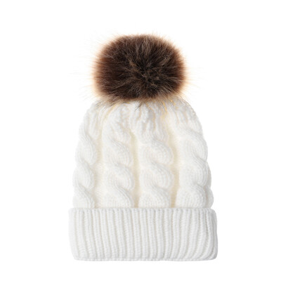 

Winter Warm Women Knitted Crochet Wool Hat Hair Ball Earmuffs Caps Infant Toddler Kid Cute Hairball Beanie Cap