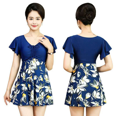 

Mom bathing suit for middle-aged&old ladies large size to cover belly slim&conservative bathing suit one-piece potty st