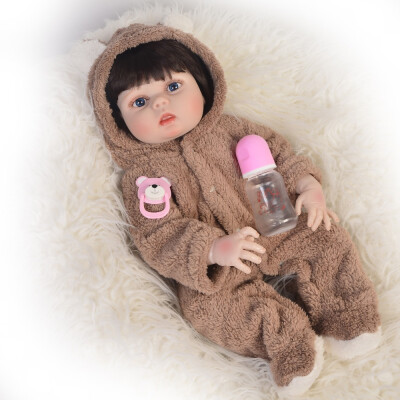 

Handmade Fiber Hair Girl Doll Full Silicone Vinyl Reborn Dolls 23 Babies Wear Pink Rompers Can Bathe Designed For Child Toys