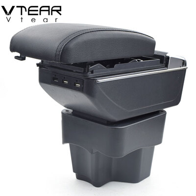 

Vtear For Kia Rio K2 armrest box USB Charging interface heighten central Store content box cup holder ashtray accessories parts