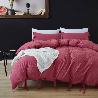 

NeillieN Bed sheet suite pure color tied sheet three sets quilt cover pillowcase pure color home textilebedding bag