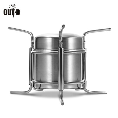 

OUT - D Ultralight Stainless Steel Portable Mini Spirit Burner Alcohol Stove Outdoor Camping Furnace with Stand
