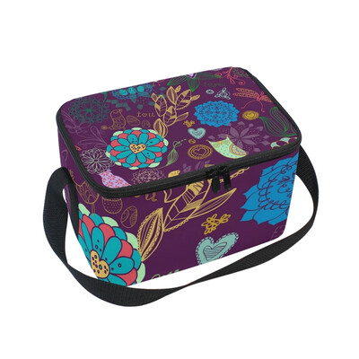 

ALAZA Insulated Lunch Box Owl Bird Flowers Lunch Bag for Men Women Portable Tote Bag Cooler Bag
