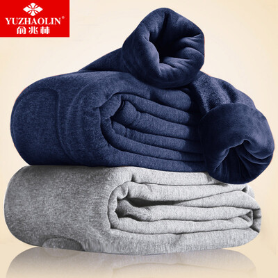 

Yu Zhaolin YUZHAOLIN warm pants mens plus velvet thick color spinning wool knee pads long pants mens single piece warm pants mens light gray XL