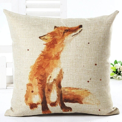 

Christmas Nordic Pillowcase lovely animal fox Decorative Cotton Linen Throw Pillow cover Cojines almofada