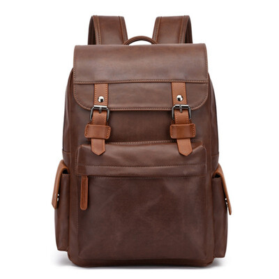 

Men PU Splice Laptop Backpack Contrast Color Business Bags School bag Functional Rucksack Waterproof Leisure Travel Boy schoolbag