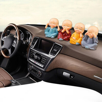 

​1 set Car Interior Display Decoration Four Little Cute Monk Car Seat Ornament Home beautiful 4 Color Decorative Dolls nice gift