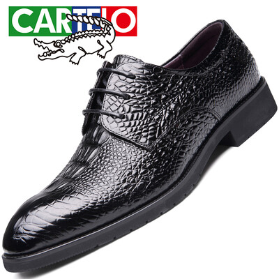 

Cartier crocodile CARTELO British mens shoes suede leather shoes trend crocodile pattern workplace low to help tie business dress shoes men 8230 black 38