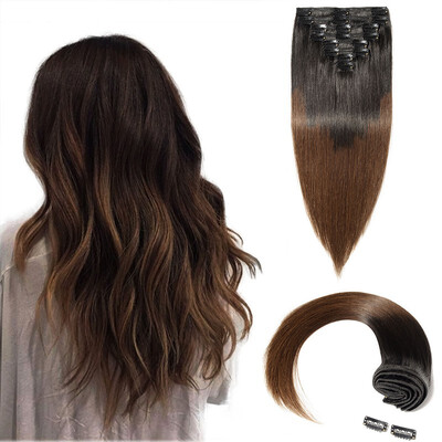 

100 Remy Human Hair Real Thick Clip In Human Hair Extension 8 pcs