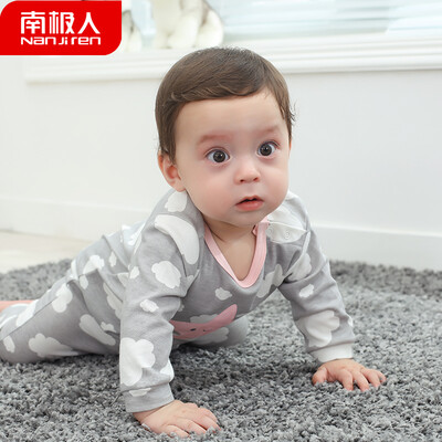 

Antarctic Nanjiren baby clothes baby spring clothes newborn baby onesies baby girl children out climbing clothes cloud stars - light powder 90