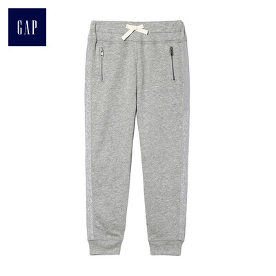 

GAP flagship store female young shining splicing elastic waist beam mouth sweatpants 398408 hemp gray 12-18M
