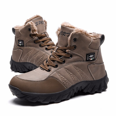

Men Boots Big Size 39-47 Autumn Winter Ankle Boots Mens Leather Anti-slip Sneakers Lace Up Outdoor Mountain aterproof Men Shoes