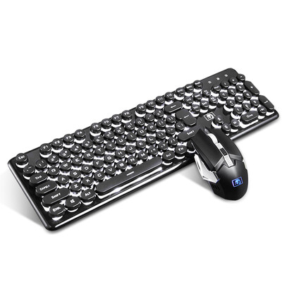 

New Alliance Mamba mad snake mechanical feel wireless backlight game mouse&keyboard set rechargeable game office keyboard set black white retro version