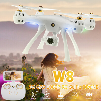 

W8 GPS RC Drone with Camera 1080P 5G Wifi FPV Wide-angle 110° Adjust Follow Me Surround Mode Selfie Quadcopter for Adults Beginner