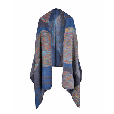 

Vintage Women Faux Cashmere Knitted Poncho Shawl Cardigan Sweater Geometric Pattern Oversized Long Bohemia Cape
