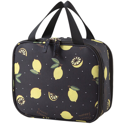 

Galloping double-layer multi-functional cosmetics bag large-capacity storage bag portable cosmetic bag portable waterproof travel toiletries kit black lemon