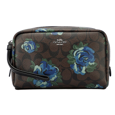 

COACH Coach luxury ladies deep coffee printing PVC cosmetic bag wash bag F37566 SVN2R