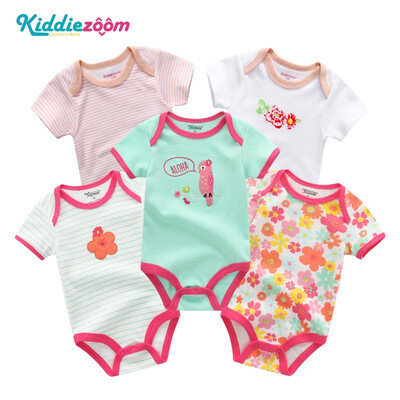 

5PCSLot Unicorn Baby Girl Clothes Cotton Babywear Bodysuits One-Piece Baby Boy Clothes Rompers Newborn 0-12M Short Sleeve