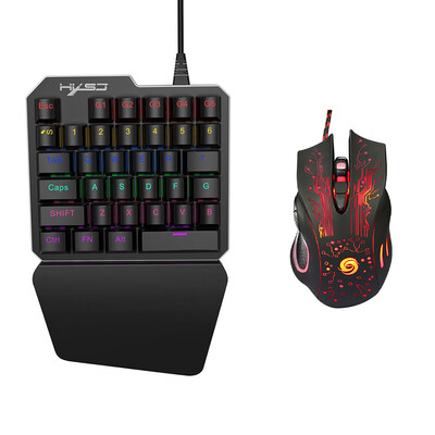 

HXSJ J100A885 Keyboard Mouse Set 35 Keys Mini USB Wired 5500DPI 6 Buttons LED Optical Gaming Keyboard Mouse Combos for Desktop PC