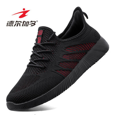 

Delgado hollow breathable lightweight foot strap Korean version of the wild casual sports mens net shoes mens black red 44