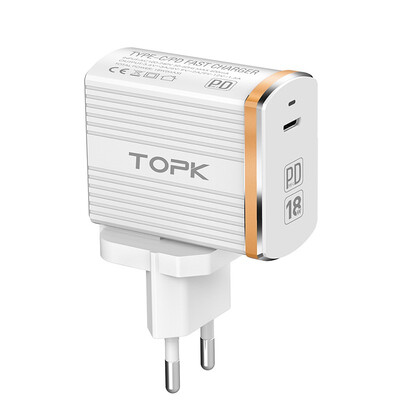 

TOPK 18W Quick Charge 30 USB Charger 1-Port Travel Wall Mobile Phone Charger for Samsung Xiaomi Huawei Adapter EU