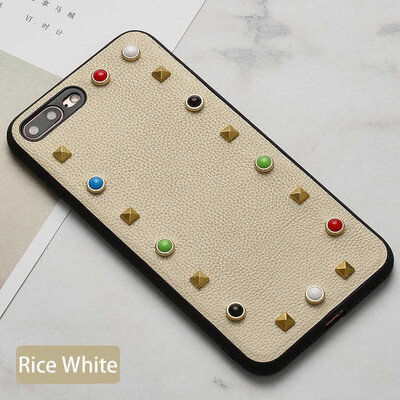 

Leather phone case iPhone5 6 7 8s plus protective shell small lychee rivet all-inclusive for x xs max xr phone case
