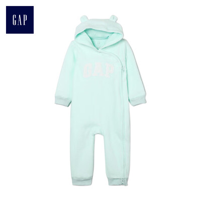 

GAP flagship store baby plus velvet jumpsuit hooded 348766 newborn fleece romper baby robes childrens wear winter matcha green 73cm 6-12 months
