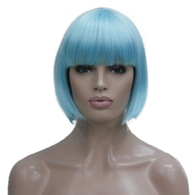

StrongBeauty Short Straight BOB Colored Wigs Cosplay Wigs with Neat Bangs Synthetic Wig COLOUR CHOICES