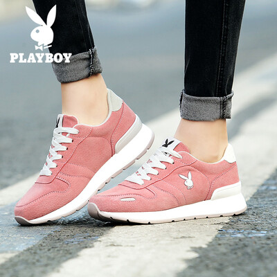 

Playboy PLAYBOY Ms Fashion Casual Shoes Womens Running Strap Sneakers Thick-soled Womens Shoes 0446 Pink 39