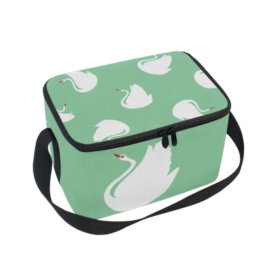 

ALAZA Lunch Box White Swan Insulated Lunch Bag Large Cooler Tote Bagfor Men Women