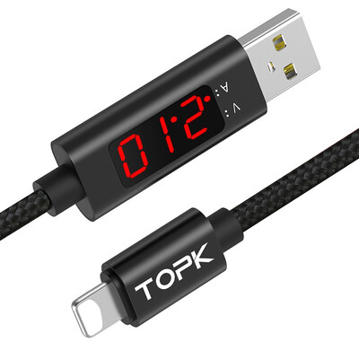 

TOPK 1M328ft iphone USB Data Charging LED Digital Voltage&Current Display Nylon Braided USB Cable For iphone 7 8 X XR