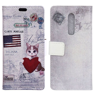 

MOONCASE One plus 6T pattern leather case - peach heart cat