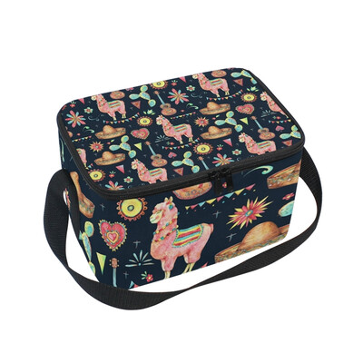 

Lunch Box Insulated Lunch Bag Large Cooler Mexican Cute Llama Tote Bagfor Kids Men Women