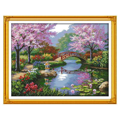 

Anself DIY Handmade Needlework Counted Cross Stitch Set Embroidery Kit 14CT Beautiful Scenery of Park Pattern Cross-Stitching 57