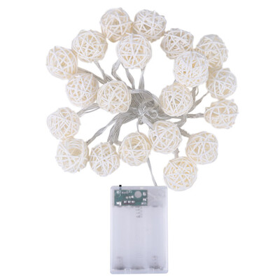 

UpperX Rattan Ball String Lights Battery 30 LED Warm White Fairy Light for Wedding Holiday Tree Home Garden Decor