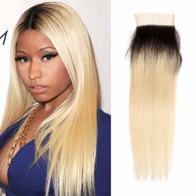 

Nami Hair 4x4 Ombre T1B613 Lace Closure Brazilian Straight Remy Hair Free Part 100 Human Hair Closure