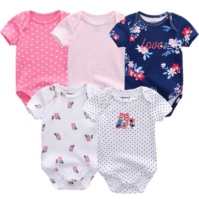 

5Pcslot Babywear Unisex Baby Girls Clothes Bodysuits Short Sleeve Solid Baby Boys Clothes Rompers Cotton For Babies Newborn 0-12M