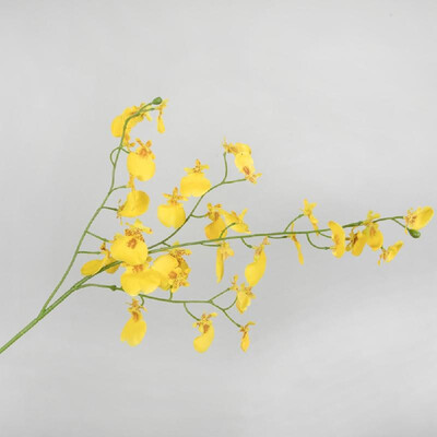 

Yellow artificial fake flower plant potted Zen home decoration decoration plastic bouquet single peacock dancing orchid BL28362 ye