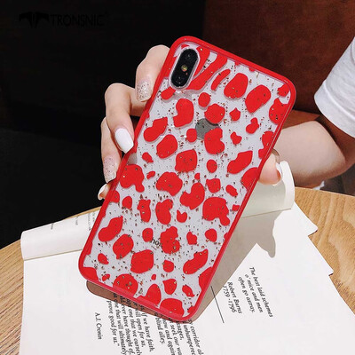 

Tronsnic Glitter Phone Case for iPhone 7 8 Plus Strawberry Gold Foil Case Love Rose Flower Zebra Red Luxury
