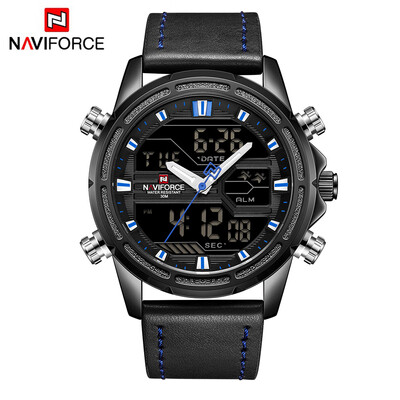 

NAVIFORCE NF9138 Sport Watches Men Leather Digital Quartz Analog Day Date Time Display Watch Waterproof Military Clock with Gift B