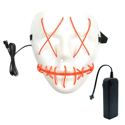 

BRELONG Halloween Mask Ghost Slit Mouth Light Up Glowing EL Wire Fashion Costume For Party