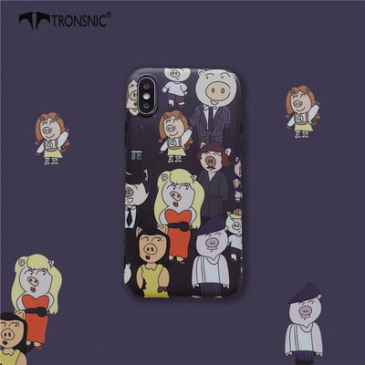 

TRONSNIC Cartoon Pigs Phone Case for iPhone 7 8 Plus Soft Black Silicone Case Fashion Funny Cover Capa