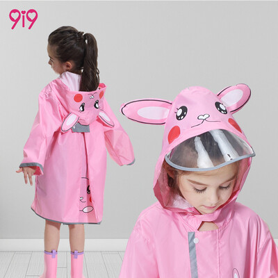 

9i9 long love childrens raincoat boys&girls kindergarten pupils cartoon raincoat hidden backpack poncho net red backpack raincoat 1900040 pink rabbit