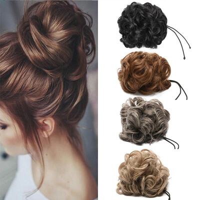

Real Natural Curly Messy Bun Hair Piece Scrunchie Updo Hair Extensions