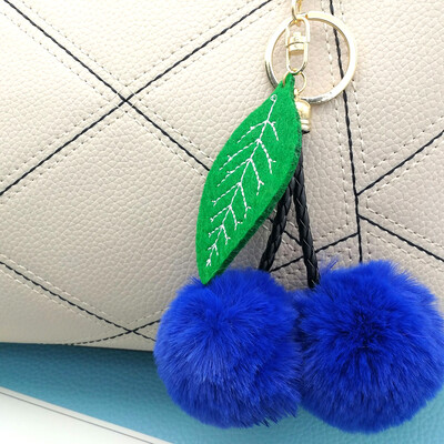 

Cherry Key Chain Soft Faux Fur Ball Pompom Key Ring Handbag Purse Car Pendant Ornament Decor--Pink