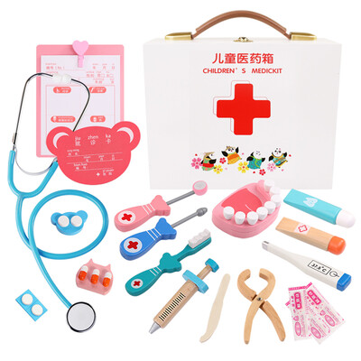 

Wooden Doctor Kit Kids Realistic Pretend Play Doctor Toy Set Medical Kit 15Pcs Doctor Kit