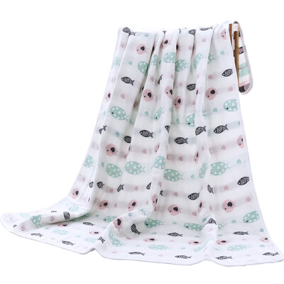 

Antarctic Nanjiren baby quilt child air conditioning is covered with gauze blanket bath towel towel is swimming with newborn supplies fish 110X110CM
