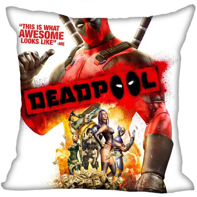 

Deadpool Pillow Cover Bedroom Home Office Decorative Pillowcase Square Zipper Pillow Cases Satin Fabric No Fade 35x35CM