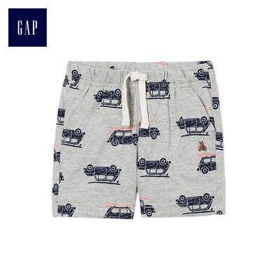 

GAP flagship store baby boy Brenner bear embroidery series soft printed elastic waist shorts 333174 light hemp gray 3-6M